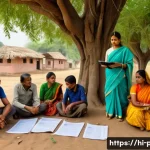 공공정책 연구 방법론 - A detailed, vibrant scene of a diverse group of Hindi-speaking policy researchers conducting a mixed...