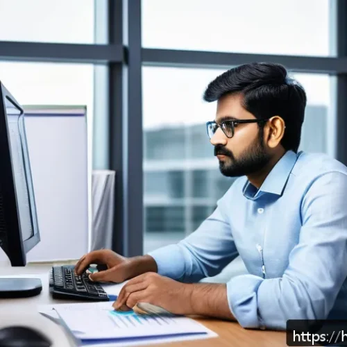 공공정책 전문가 이직 성공 사례 - A professional Indian public policy analyst working in a modern office environment, deeply focused o...