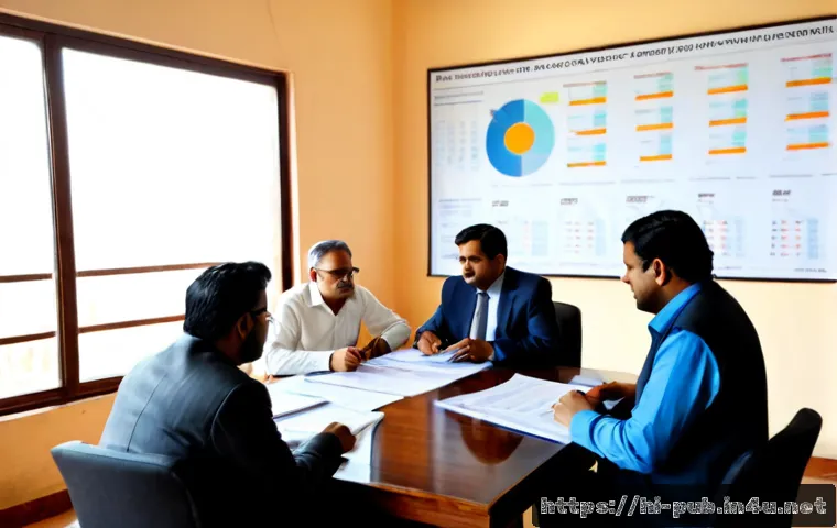 공공정책과 경제정책의 관계 - Photorealistic policy and economy concept, Indian public-sector office meeting with a diverse group ...